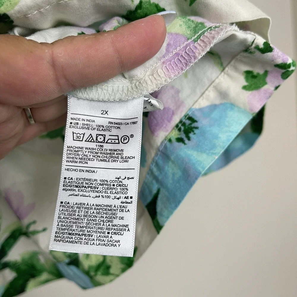 Old Navy Women's Waist-Defined V-Neck Puff Sleeve Top in White Floral Boho Sz 2X